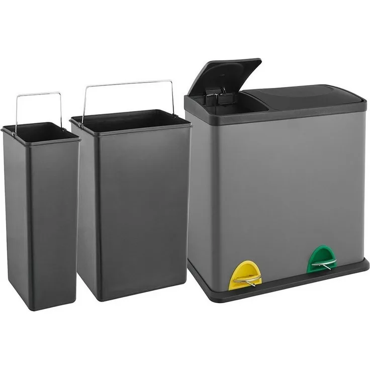 SVITA TC2Combo35 Mülleimer grau 35 Liter 12+23l Treteimer Trennsystem Küche