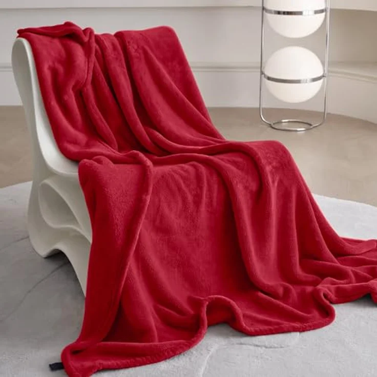 Wohndecke Flauschige Kuscheldecke, Oeko-TEX Zertifiziert, Komfortec, Super Weiche Fleecedecke, Bordeaux – Bild 7