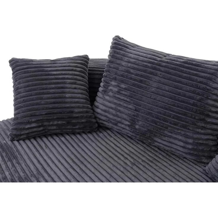 Sofa-Garnitur HWC-P19, 3-Sitzer Couch Loungesofa, Stoff/Textil Cord (370 g/m²) Liegefläche rechts ~ dunkelgrau – Bild 4