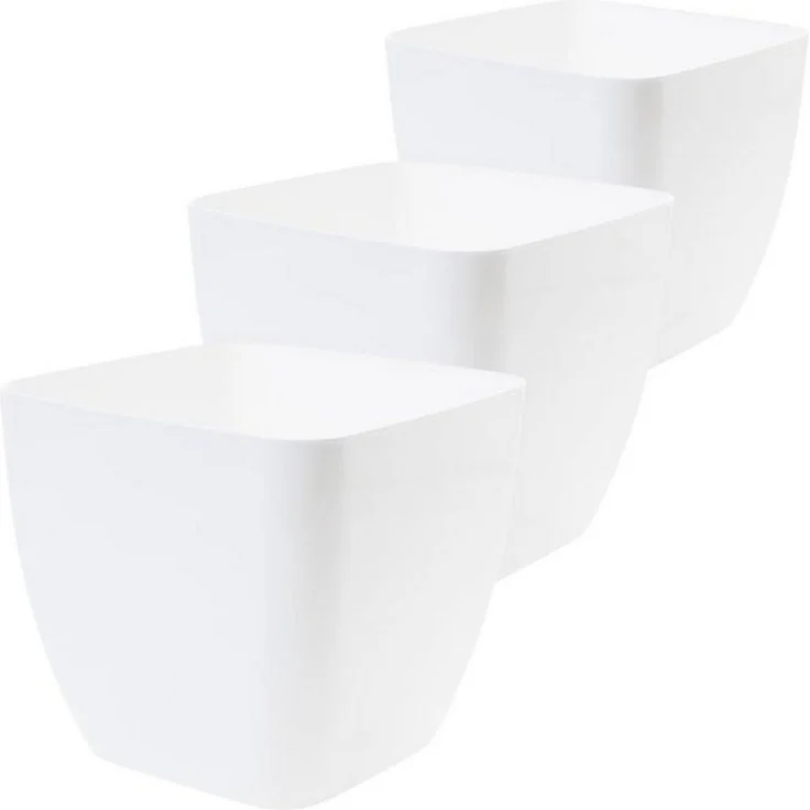 Centi Pflanzkübel Quadratischer Blumentopf wetterfest weiß 3er-Set (3er-Set) – Bild 3