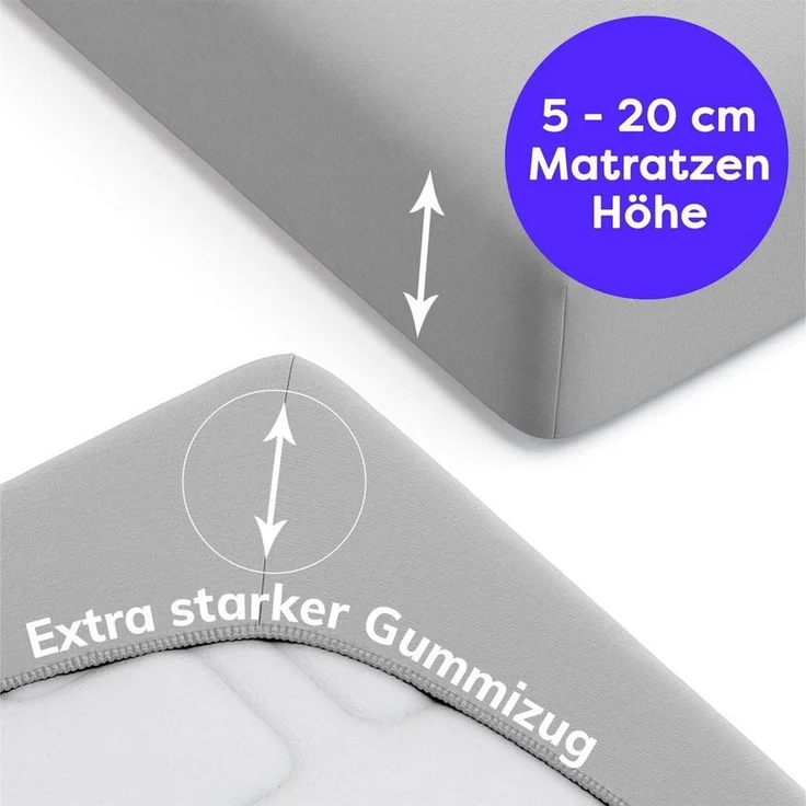 Wolkenfeld Spannbettlaken 100% Baumwolle - Superweiches Bettlaken für Matratzen von 5 bis 20cm, Gummizug: Starker & Flexibler Super-Stretch Gummizug für maximalen Halt, Rutschfest & Blickdicht - 90x200, 140x200, 160x200, 180x200 200x200 – Bild 4