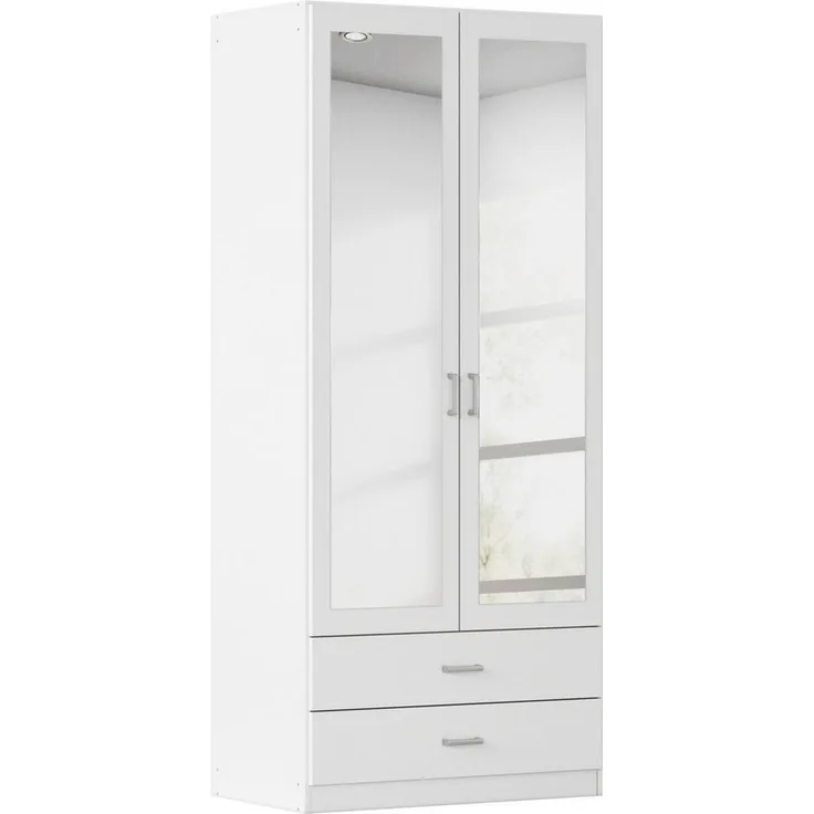 rauch Kleiderschrank Schrank Garderobe Mehrzweckschrank Schlafzimmer Ankleide Möbel GAMMA (in 3 Ausstattungen BASIC/CLASSIC/PREMIUM (inkl. SOFT-CLOSE-Funktion) Weiß, 91 cm breit, 2 Schubladen MADE IN GERMANY