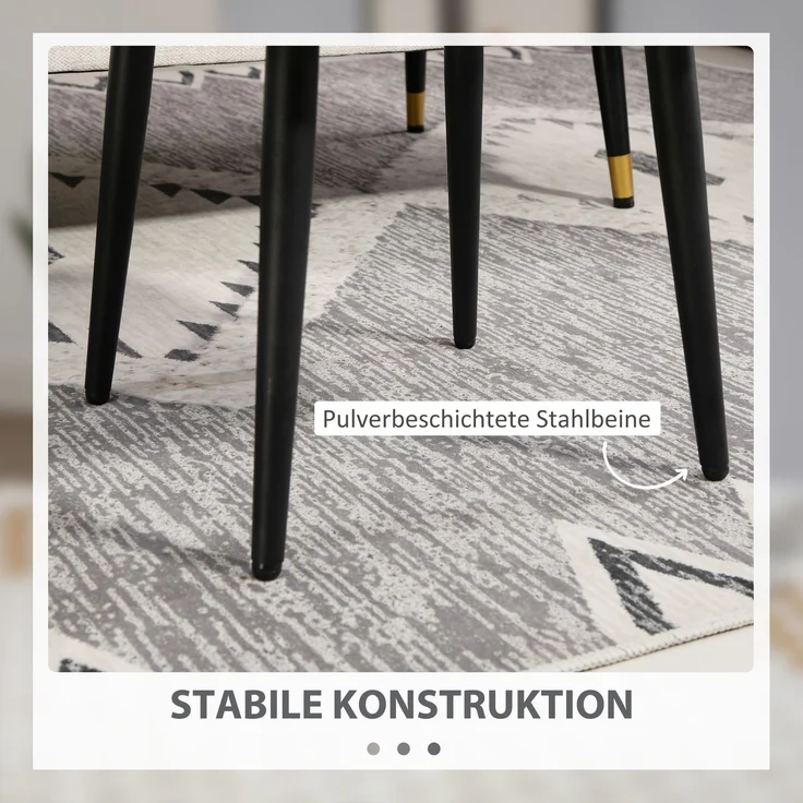 Hocker, Fußstütze, gepolsterter Sitz, Kaschmir-Optik, Stahlbeine, 42 x 42 x 44 cm, Hellgrau--Hellgrau--42x42x44cm--YOUDENOVA – Bild 8