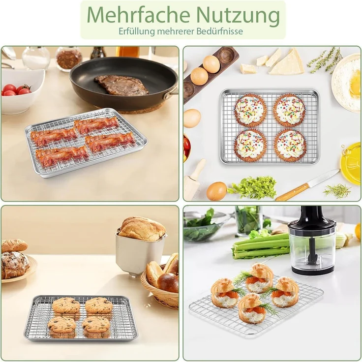 Homikit Edelstahl Backblech Set 2 Stück 23x17x2,5 cm Rechteckig – Bild 5