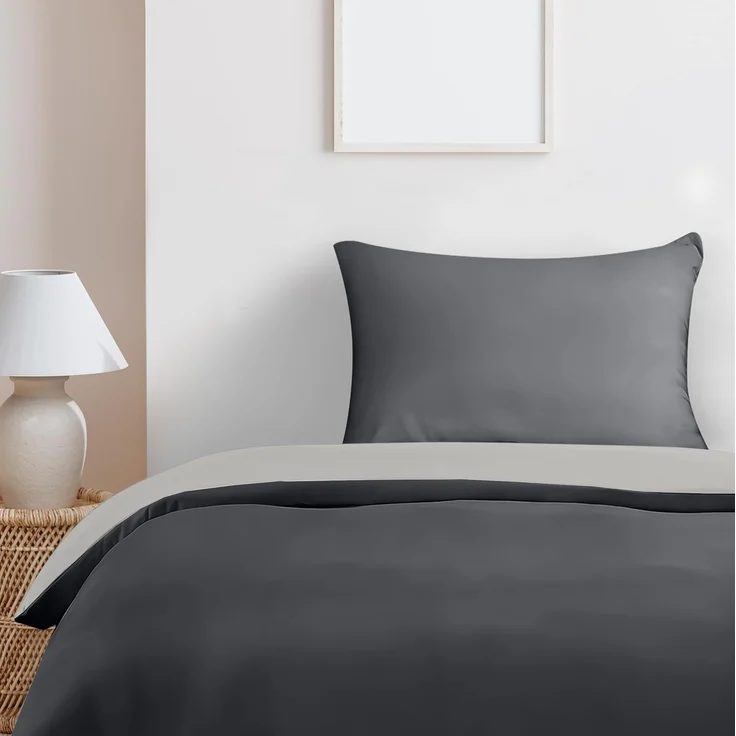 Utopia Bedding Bettwäsche 135x200 Set - Mikrofaser Bettbezug 135x200 cm + 1 Kissenbezug 50x75 cm - Dunkelgrau/Hellgrau – Bild 4