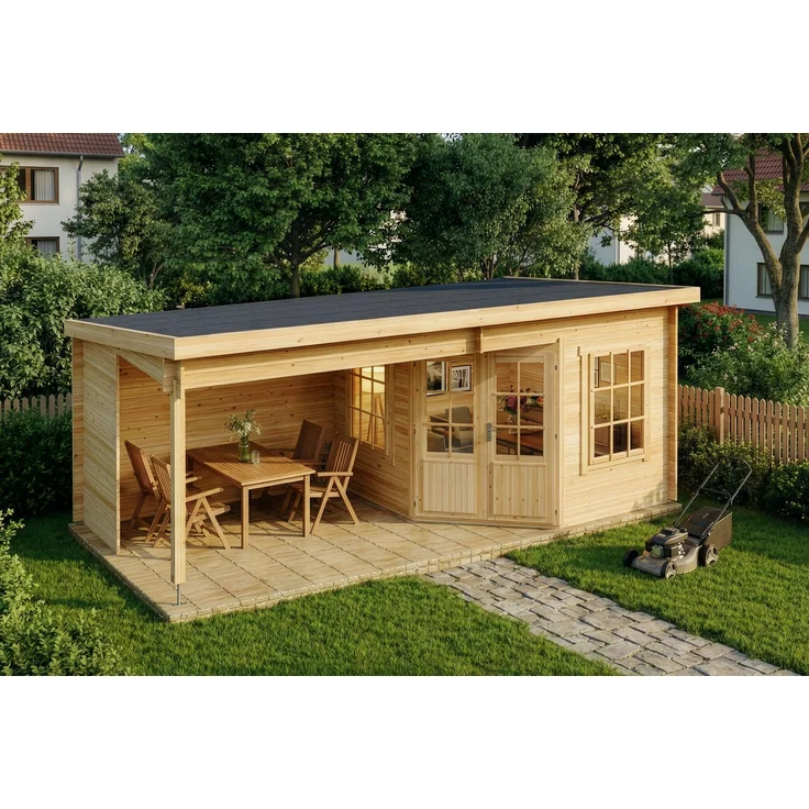 Alpholz Holz Gartenhaus Carl 28 | Natur | 339x600x235 cm – Bild 3