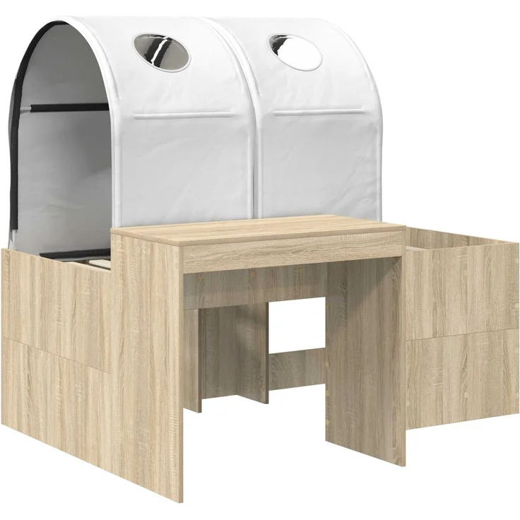 vidaXL Bett mit Tunnel 3 Stk. Artisian Eiche und Weiß Holzwerkstoff 3423521 – Bild 3