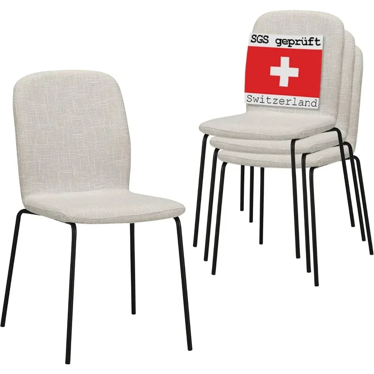Albatros Esszimmerstühle 4er Set ENNA, beige - stapelbar, bequemer Polsterstuhl - Eleganter Küchenstuhl, Stuhl Esszimmer oder Esstisch Stuhl, Konferenzstuhl , Stückzahl:4, Farbe:Beige