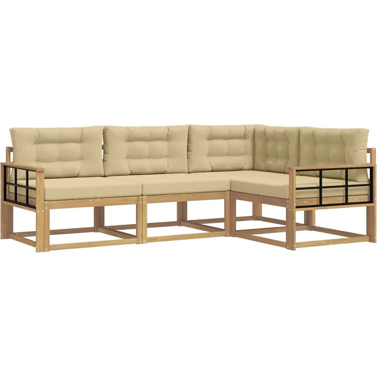 vidaXL Outdoor-Sofagarnitur 4 stk. Weiß und Beige 3386387 – Bild 2