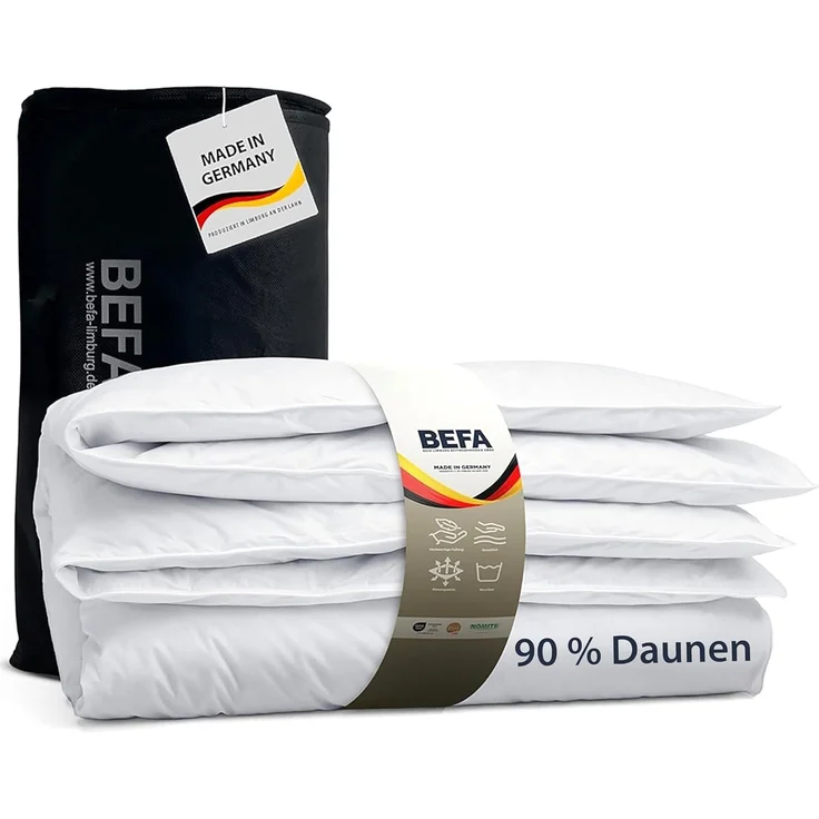 BEFA NATUR Daunenbettdecke Daunenbettdecke kuschelige Premium-Winterdecke extra warm, Füllung: Neue, weiße Daunen und Federn Klasse 1 nach DIN EN 12934 Standard, DOWNPASS, Warme und kuschelige Daunendecke – Bild 1