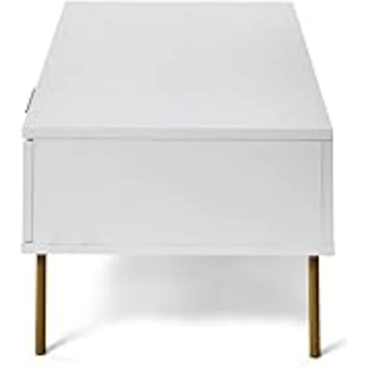 Jahnke Carve Coffee SK Couchtisch, Engineered Wood, Weiss/Goldfarben, One Size – Bild 5