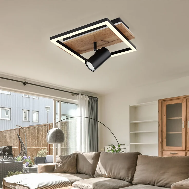 LED Deckenleuchte, Holzoptik, Hintergrundbeleuchtung – Bild 5