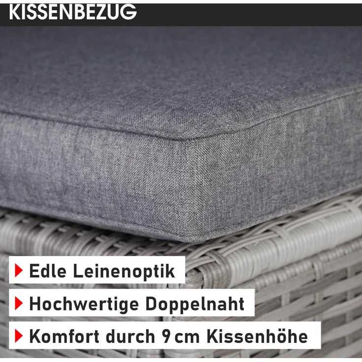 BRAST Gartenmöbel Lounge Sofa Couch Set Royal Grau Poly-Rattan für 4 Personen – Bild 10