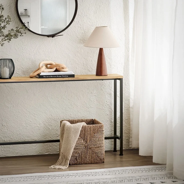 SoBuy FSB19-E Konsolentisch Flur, Metall, Pulverbeschichtung, Helle Eiche, 120 x 65 x 20 cm – Bild 8