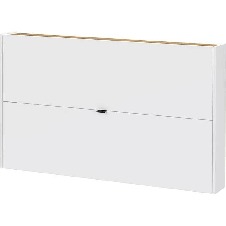 Lomadox Schuhschrank ABERDEEN-01 140 cm breit, in weiß mit Eiche, wandhängend, 2 Klappen