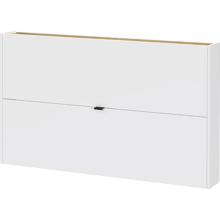 Lomadox Schuhschrank ABERDEEN-01 140 cm breit, in weiß mit Eiche, wandhängend, 2 Klappen – Bild 1
