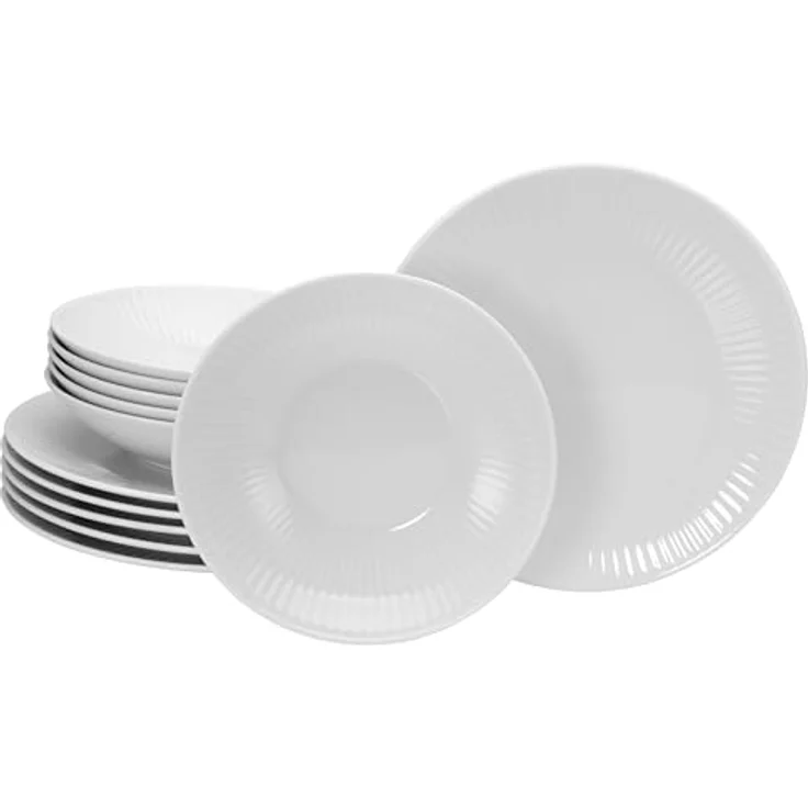 Creatable Tafelservice Valencia, 12-teiliges Keramik Geschirrset in Weiß – Bild 1