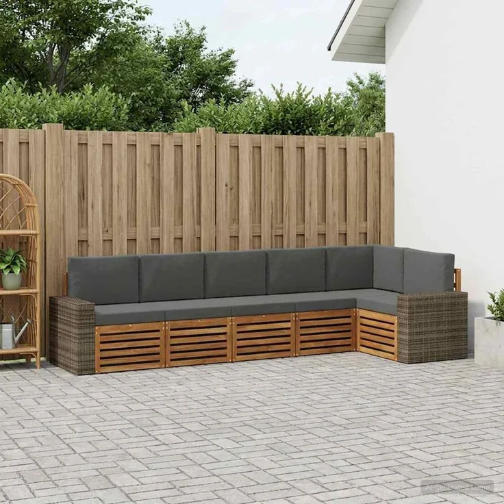 vidaXL Outdoor-Sofagarnitur 6 stk. 6-Sitzer Natur und Anthrazit 3384428