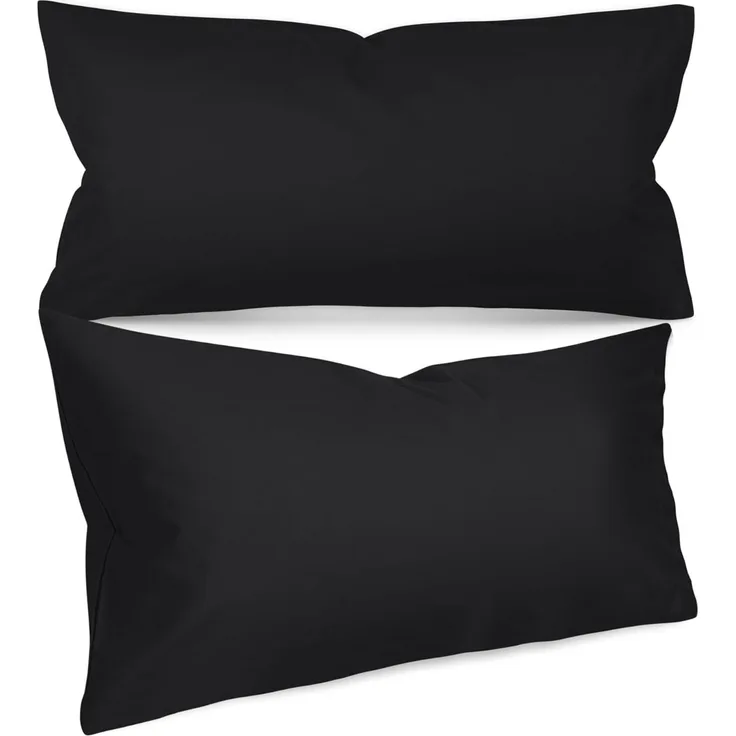 npluseins unifarbene Kissenbezüge im Doppelpack und dezentem Design 1154. 1498, ca. 40x80 cm, schwarz