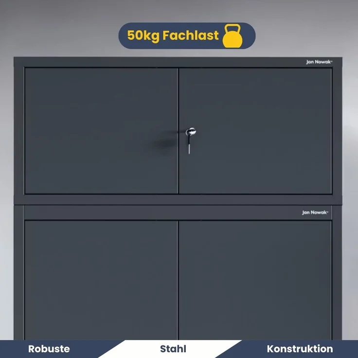 Schrankerweiterung Aktenschrank mit 2 Flügeltüren | Zusatzschrank für Büroschrank Extraschrank Stahl Mehrzweckschrank klein Werkstatt, 38x80x40cm Anthrazit – Bild 4