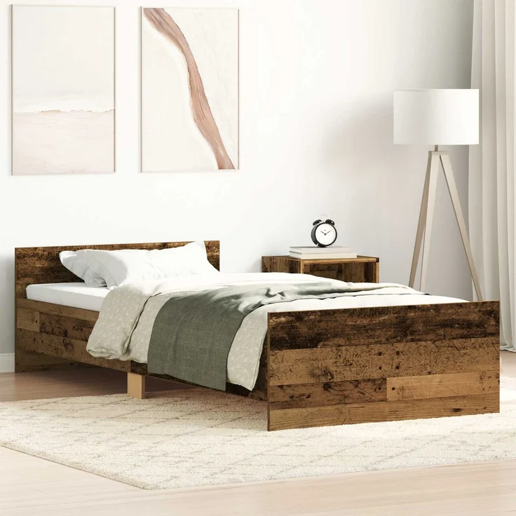 vidaXL Bettgestell mit Kopfteil Altholz 80 x 200 cm Holzwerkstoff 8009030 – Bild 1