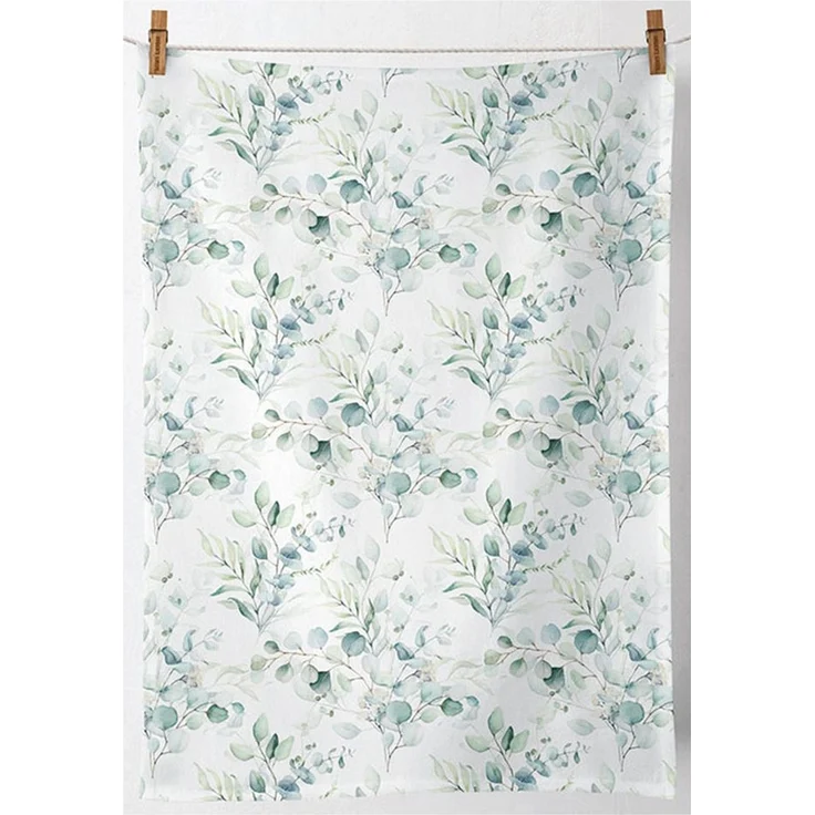 Ambiente® Geschirrtuch Eucalyptus all over, (2-tlg, 2-teilig), Geschirrtücher ca. 50x70cm Baumwolle