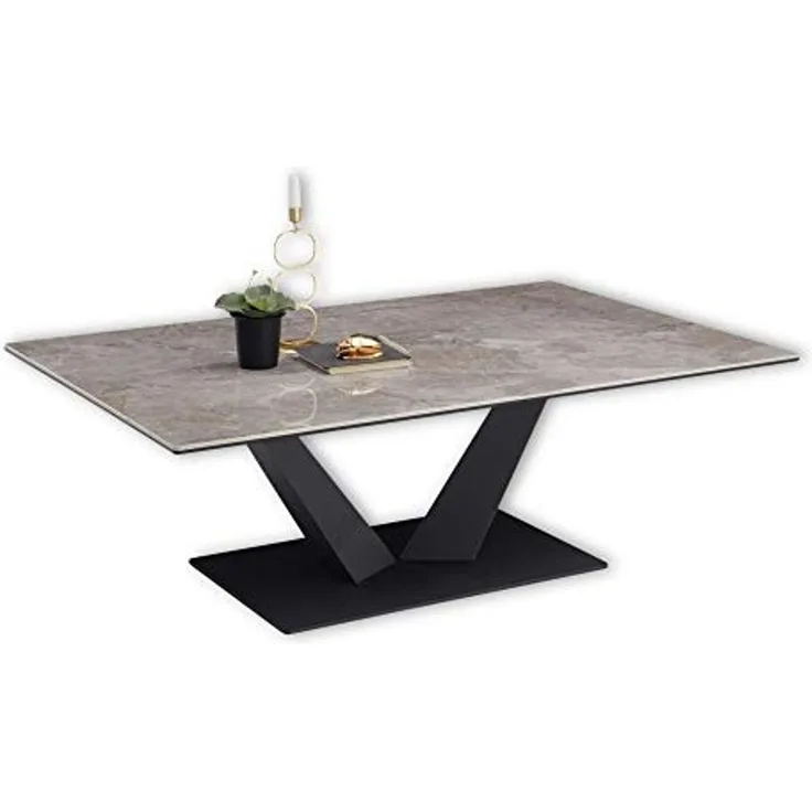 'Gisele' Couchtisch, Keramik/Metall Grau/Schwarz, 40 x 70 x 120 cm