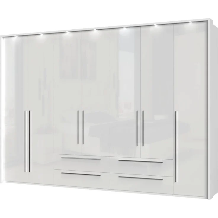 Places of Style Drehtürenschrank Piano weiß, Inklusive Beleuchtung. in 2 Breiten mit jeweils 4 Schubladen – Bild 2