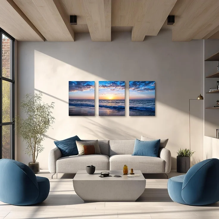 Leinwandbild Sonnenuntergang Strand Meer Landschaft 40x30 cm – Bild 2