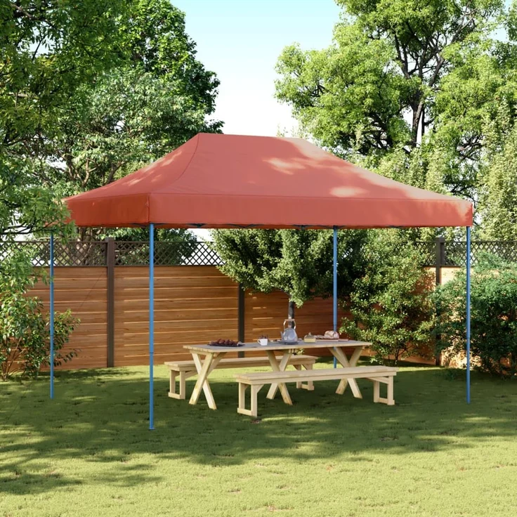 Partyzelt Faltbar, Gartenzelt Pop-Up Terrakottarot 410x279x315 cm – Bild 1