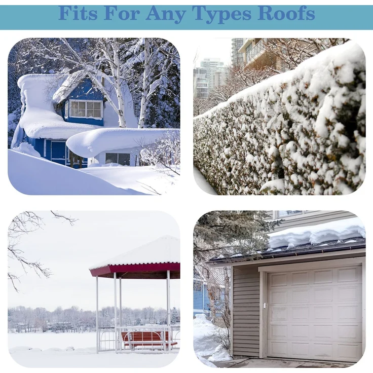 Todeco Schnee Rake Für Haus-Dach, Dach Rake Schneeräumer, Verstellbarer teleskopierbarer, Stiellänge 170-650cm, Oxford-Stoff 450 * 42cm, perfekt für den Schnee – Bild 3