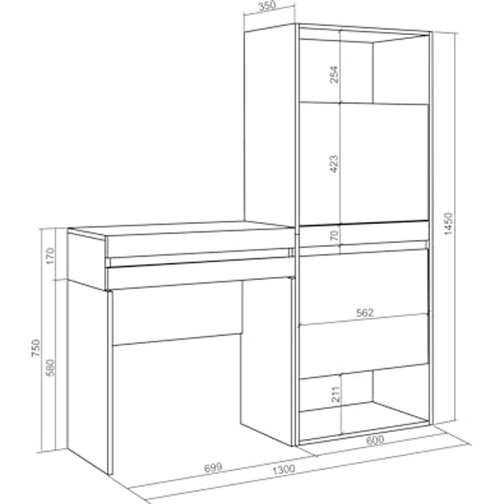 Skraut Home | Schuhregal, Schuhschrank | Schuhaufbewahrung | 130x145x35 cm | Für Schlafzimmer, Zimmer | Schminktisch | Moderner Stil | Zement – Bild 2