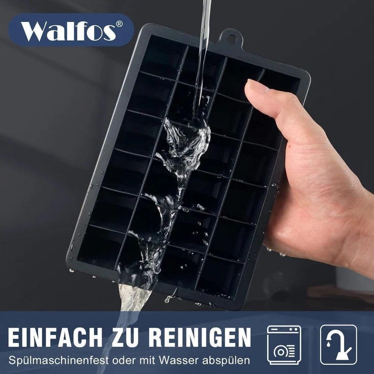 Walfos® Silikon Eiswürfelform 3x24 mit Deckel BPA-frei Cocktails Whisky 72 – Bild 6