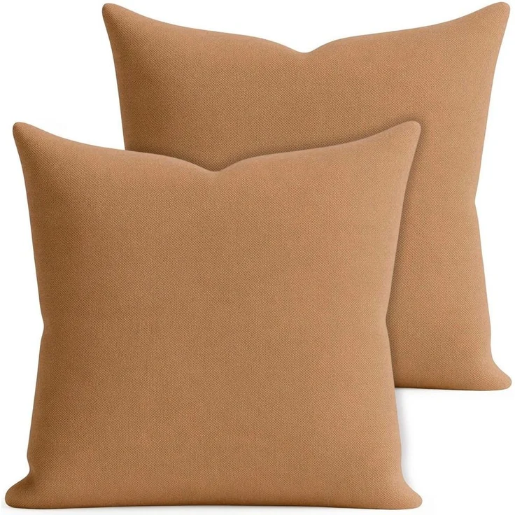 matches21 HOME & HOBBY Kissenbezüge 2er Set Kissenhülle 40x40 cm hellbraun pflegeleicht mit Reißverschluss, (2 Stück), Zierkissen-Bezüge einfarbig für Couch-Kissen mit Lotuseffekt – Bild 5