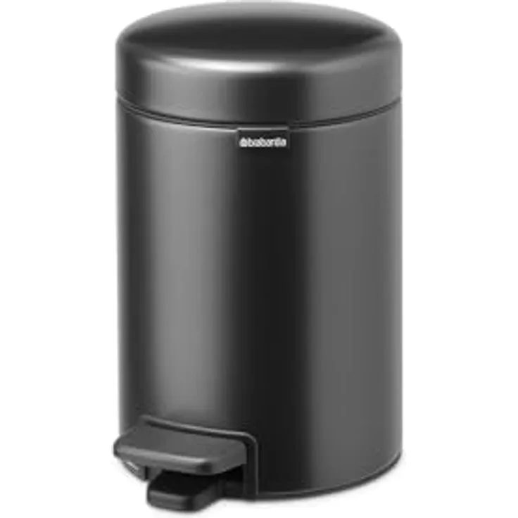 Brabantia NewIcon, kleiner Mülleimer für das Bad mit Deckel, 3 l | Geruchssicherer Treteimer mit herausnehmbarem Inneneimer, Confident Grey