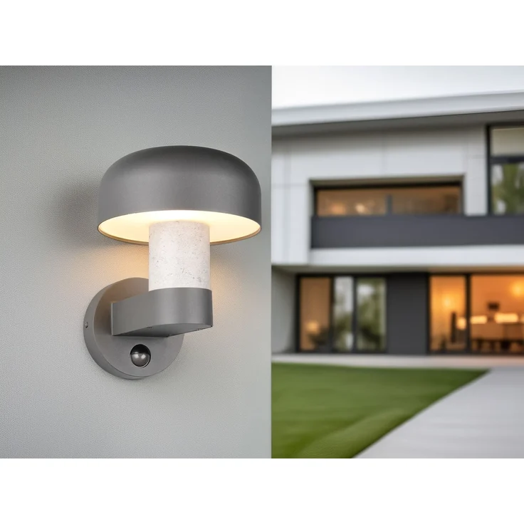 Außenwandleuchte FRASER Betonoptik mit Bewegungsmelder, H: 24cm – Bild 1