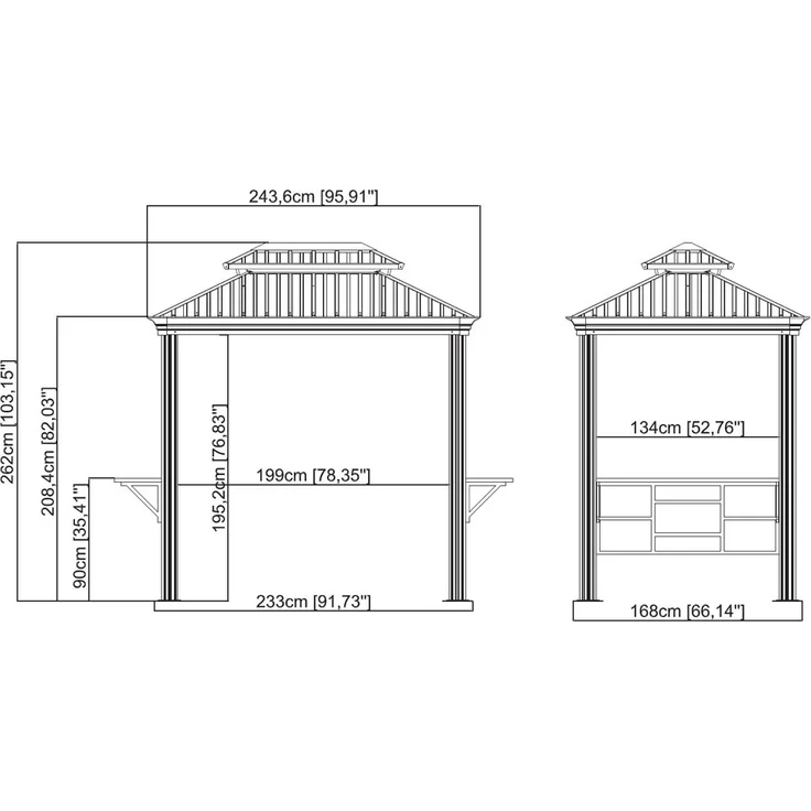Sojag 'Messina' Grill Pavillon, Aluminium Anthrazit, 179 x 292 x 262 cm – Bild 7