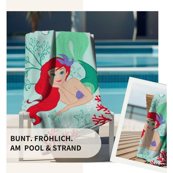 MTOnlinehandel Badetuch Arielle Meerjungfrau 70x140 cm, 100% Baumwolle (1-St), Strandtuch Disney's Mermaid Prinzessin – Bild 2