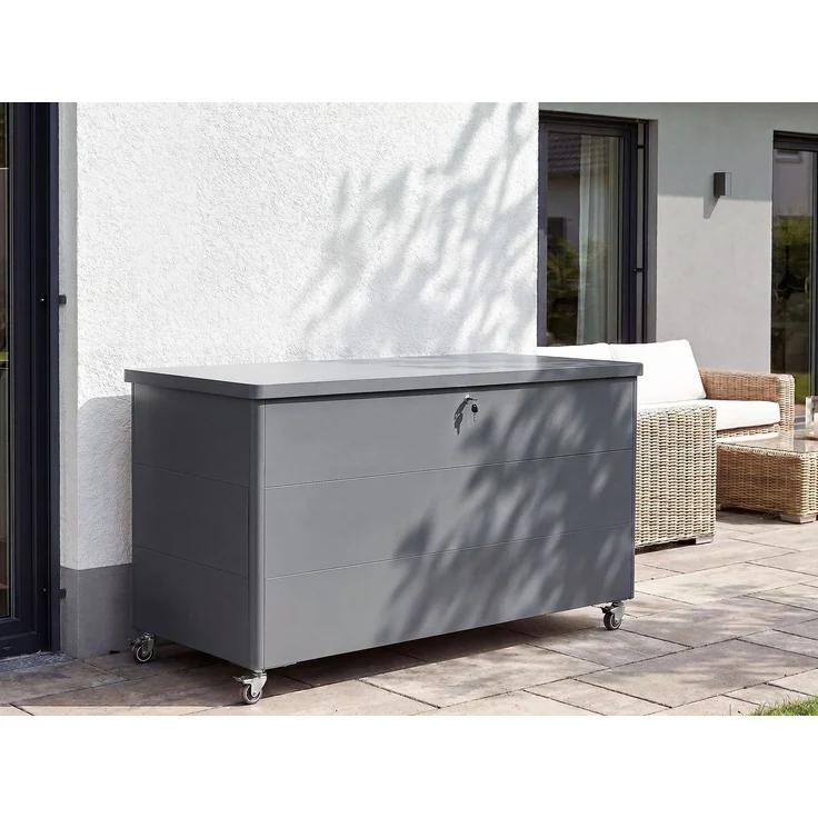 Aufbewahrungsbox KYMI 136 cm 55 cm Metall mit Rädern Dunkelgrau – Bild 3