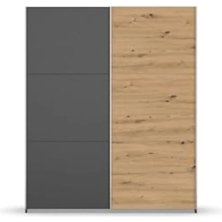 Schwebetürenschrank >Aurelia< in grau-metallic/ Eiche Artisan Dekor, B/H/T: 175/210/59 cm – Bild 5