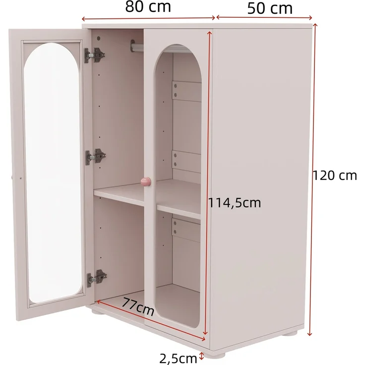 Kleiderschrank-Set 160 x 50 x 120 cm aus MDF mit Acryl-Türen in Babyrosa – Bild 5