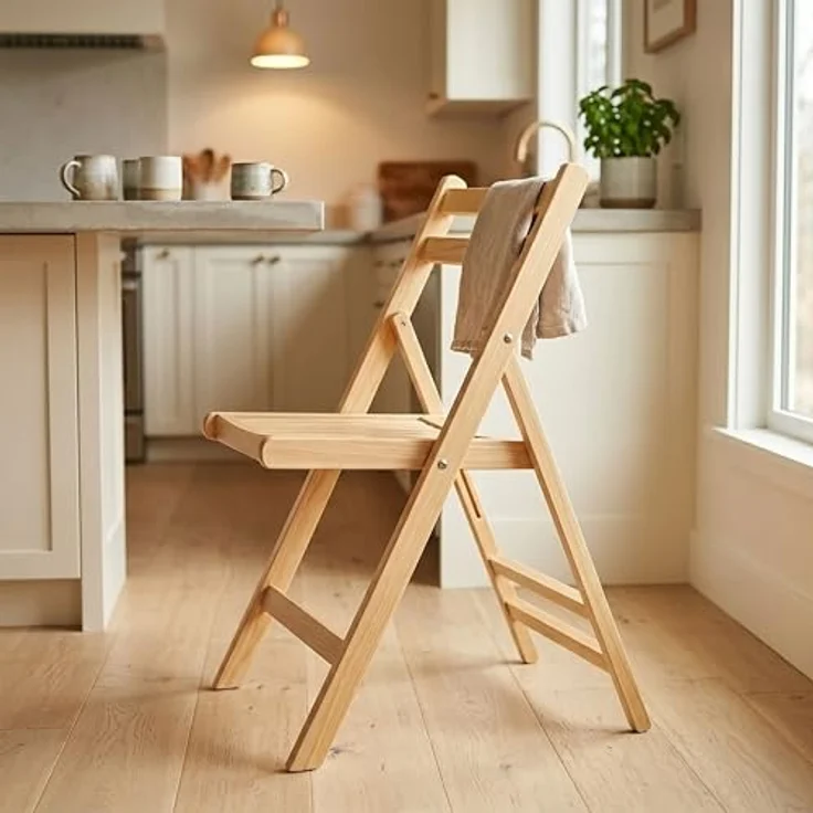 Spetebo Klappstuhl Klassischer Klappstuhl aus Holz belastbar bis 100 kg (79 x 59 cm, 1 St), Küchen Beistell Stuhl klappbar – Bild 2