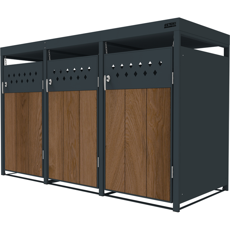 Mülltonnenbox Müllbox Mülltonnenverkleidung 3 Türen Box Pflanzdach Anthrazit – Bild 6