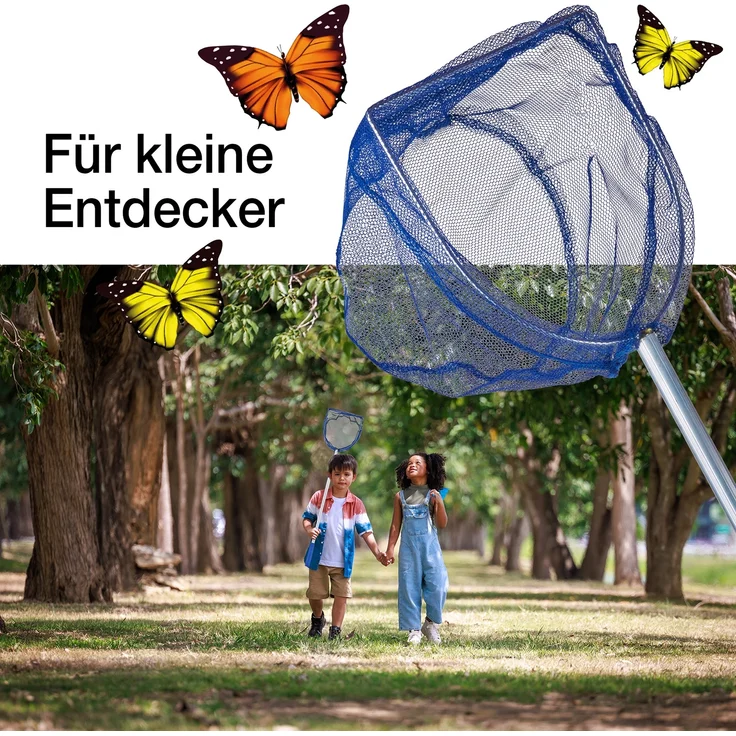 BigDean 3x Kescher für Kinder - Teleskop Kinderkescher - 75cm lang - Zum Fangen von Fischen - Für Teich, Wasser & Pool - Angelkescher klein - Kinderspielzeug Teichkescher Nylon-Netz – Bild 3
