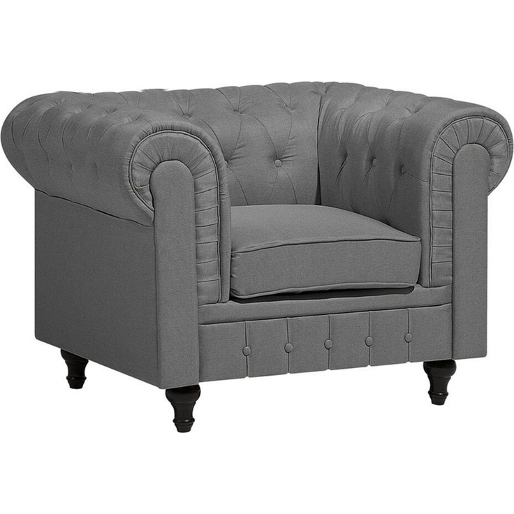 Sessel Polsterbezug hellgrau CHESTERFIELD Groß