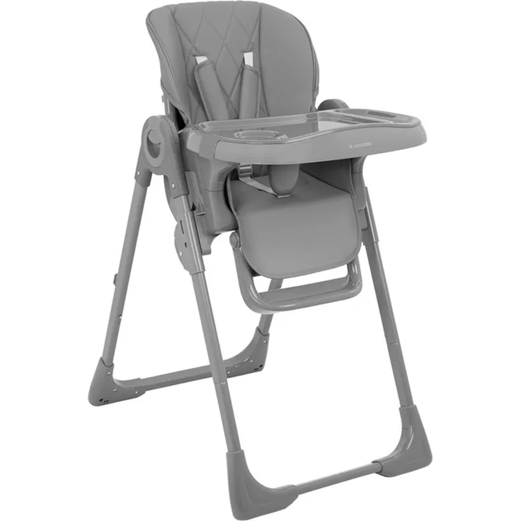 Kikkaboo Kinderhochstuhl Comfy höhenverstellbar, Gurt, Doppeltablett, klappbar grau