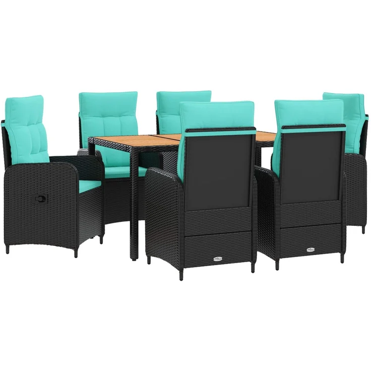 vidaXL Outdoortisch-Set 7 stk. Black and Turquoise 150 x 90 x 75 cm 3422273 – Bild 2