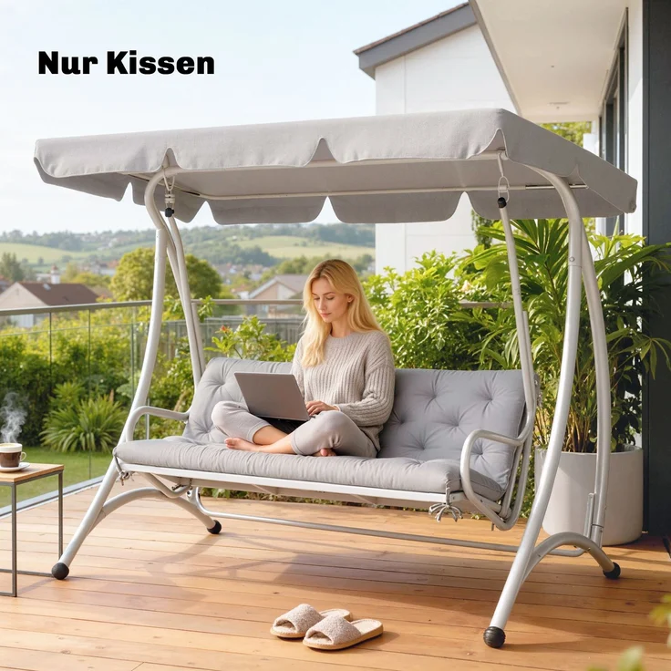 Outsunny Bankauflage, Polyester, Schaumstoff, Hellgrau, 98L x 150B x 8T cm – Bild 9