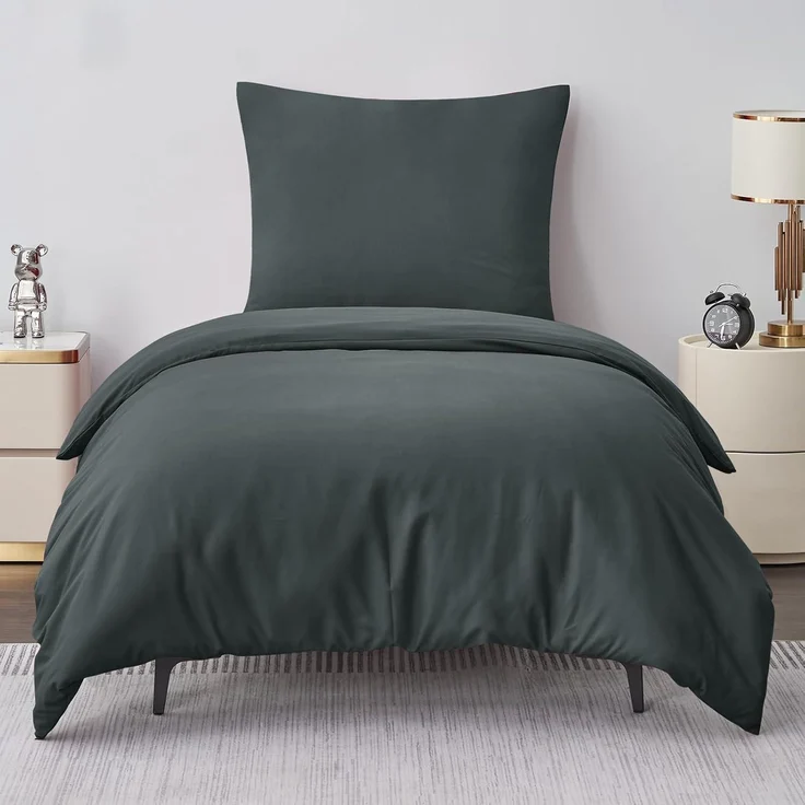 Bettwäsche Set 135x200 Grau Mikrofaser Reißverschluss 2tlg weich – Bild 1