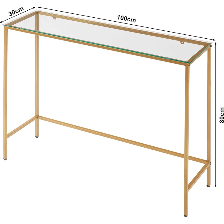 Konsolentisch Kronoby 100x30x80 cm Goldfarben/Klarglas [en. casa] – Bild 4